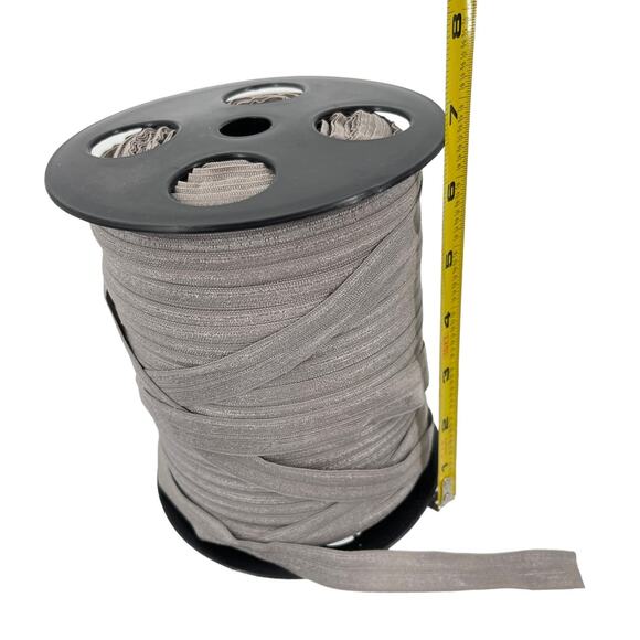 Fold Over Elastic 5/8" Elastic Ribbon DIY Headband Sewing FOE Gray 100 Yards - Picture 4 of 5